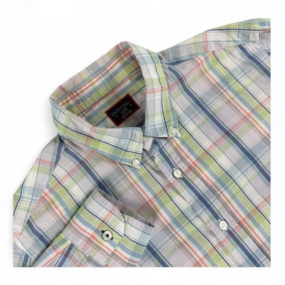 UNTUCKit Shirt Mens L Multicolor Plaid Long Sleeve Button Down Slim‎ Fit